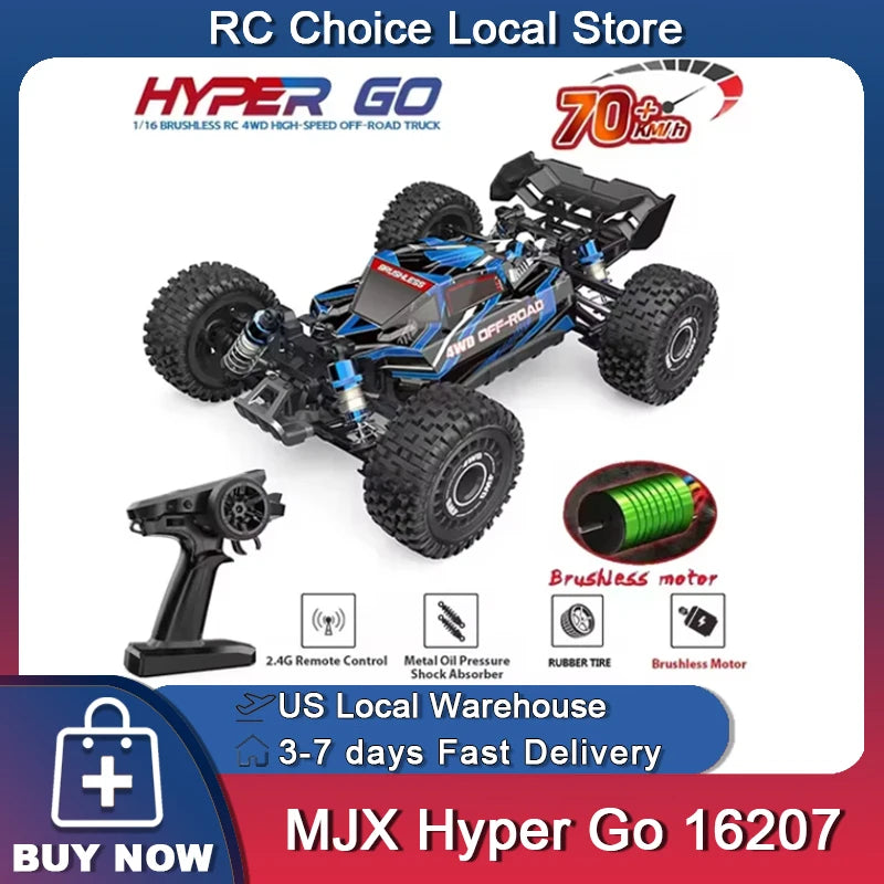 MJX 16207 Hyper Go 70km/h Brushless Rc Car 70KM/H High Speed Drift Cars 1/16 2.4G 4WD Racing Car Off-Road Remote Control Truck