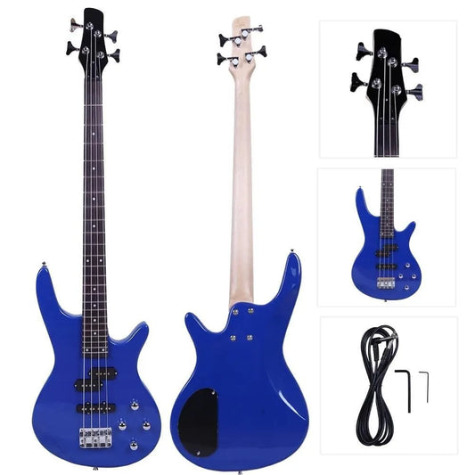 Blue 4 Strings Electric IB Bass Guitar Basswood Maple Neck