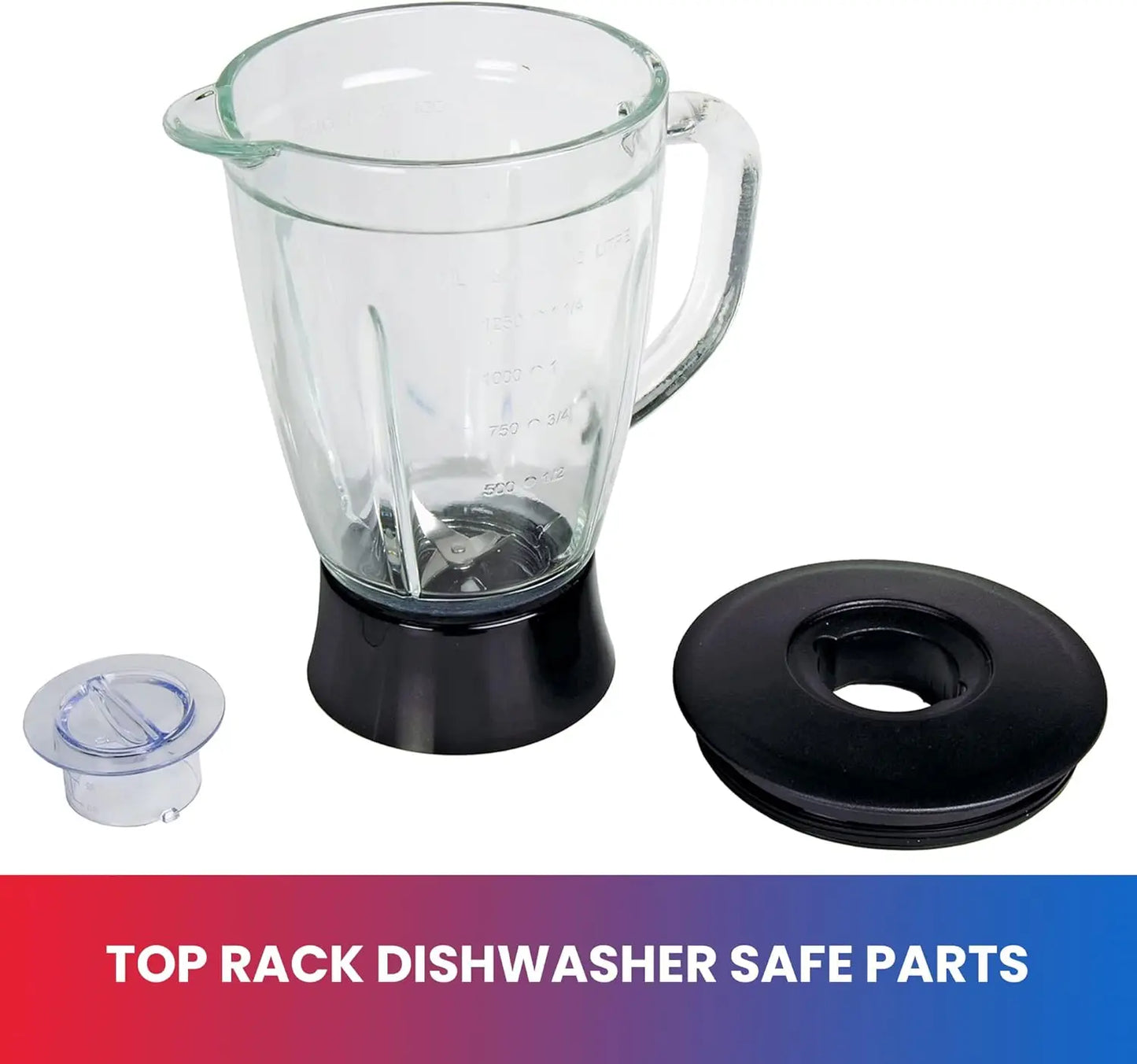 Countertop Blender – Electric Mixer for Smoothies, Ice Crush & Pulse, 6-Speed, Glass Pitcher, Dishwasher-Safe, Black