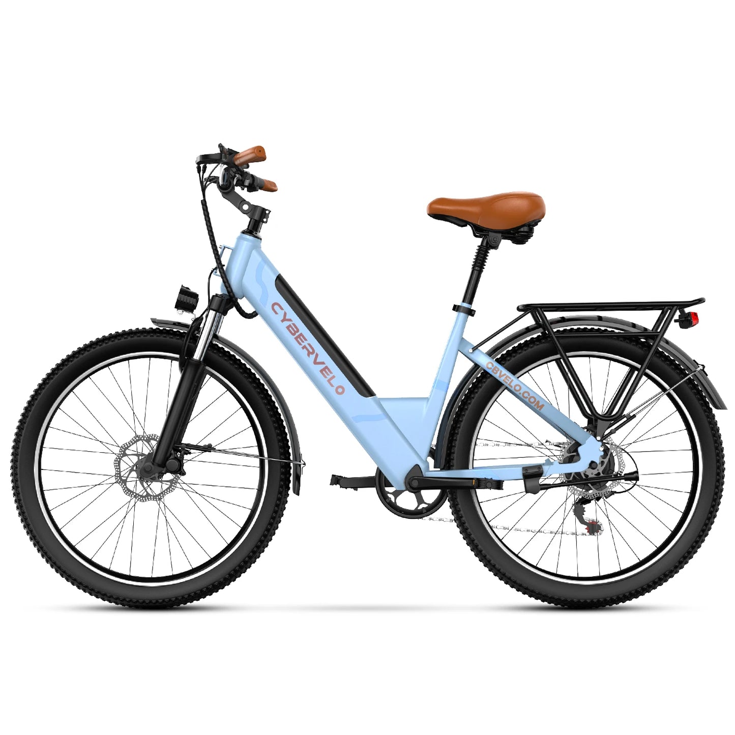Cybervelo Step-Thru City EBike, 1000w Peak Motor 7-Speed, Removable Battery Commuter, 26 inch 80miles city cruiser for adult EK2