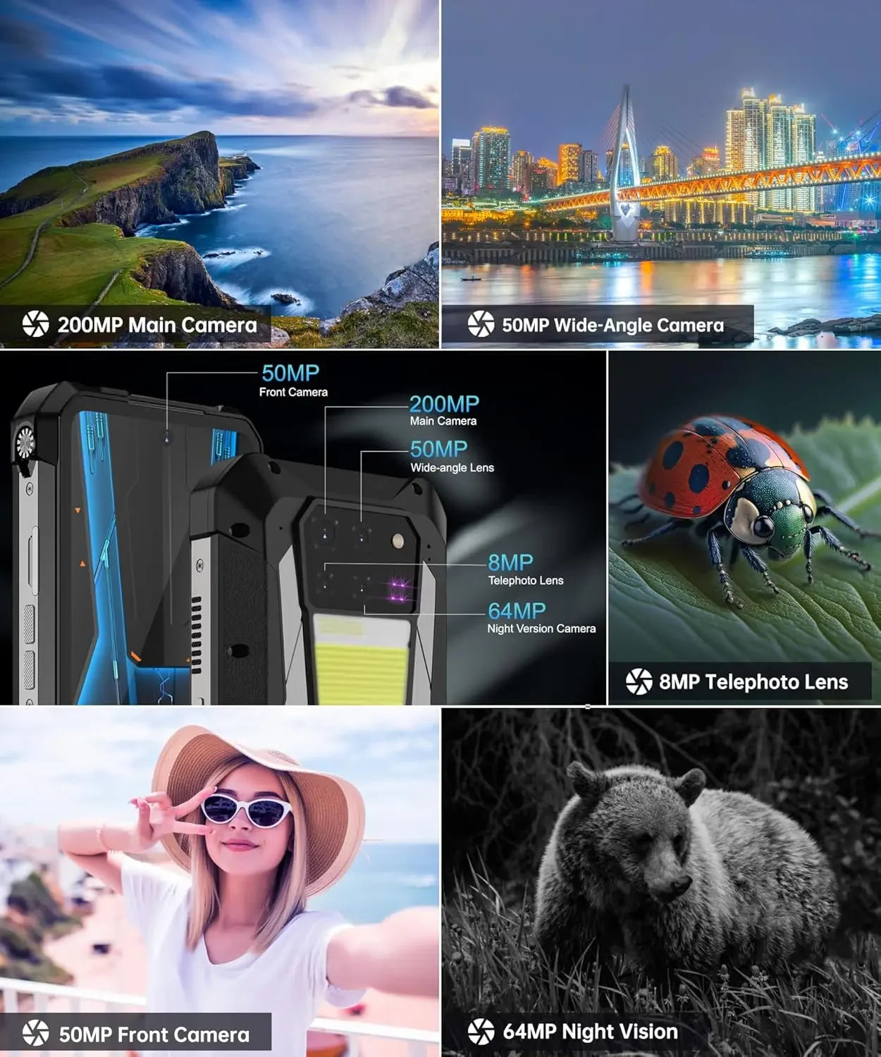 8849 Tank 3 Pro Unihertz Rugged Projector Smartphone 23800mAh 5G Android14 Outdoor Phone 512GB+36GB 120W Fast Charging Dual Sim