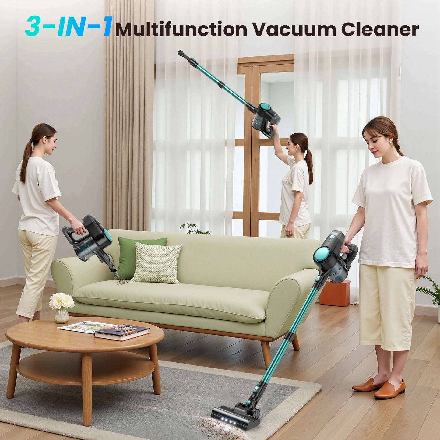 INSE N3T Cordless Vacuum Cleaner 20Kpa Ultra Lightweight 6 in 1 Stick Vacuum Up to 40mins Runtime for Home Pet Hair Hard Floor