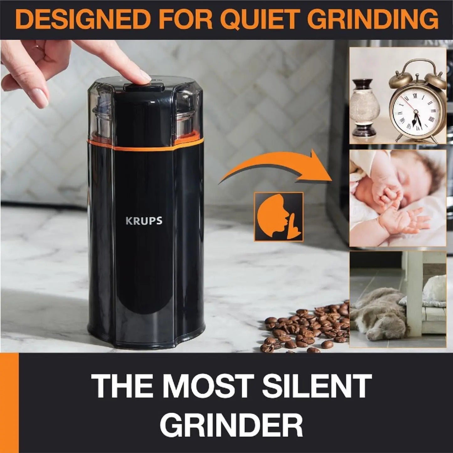 Silent Vortex Electric Coffee Grinder - 3oz Capacity, 5x Quieter Motor, Dishwasher-Safe Bowl for Coffee Beans & Spices, 12-Cup Y