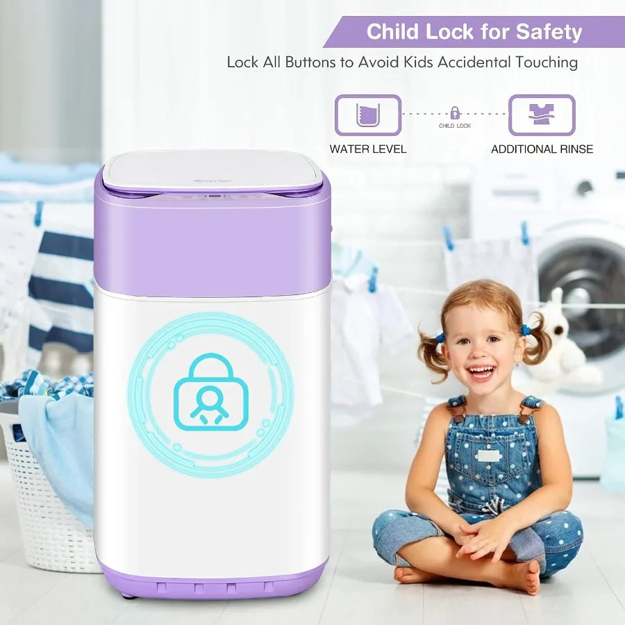 Portable Washing Machine 8 Lbs Capacity Built-in Drain Pump Compact Laundry Washer with 6 Programs 6 Water Levels Child Lock Fu