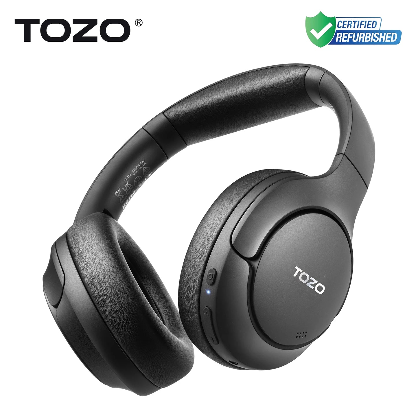 Refurbished TOZO Hi-Res Over Ear Headphones with Mic Hybrid Active Noise Cancelling 38dB Wireless&Wired Headsets 40mm Driver