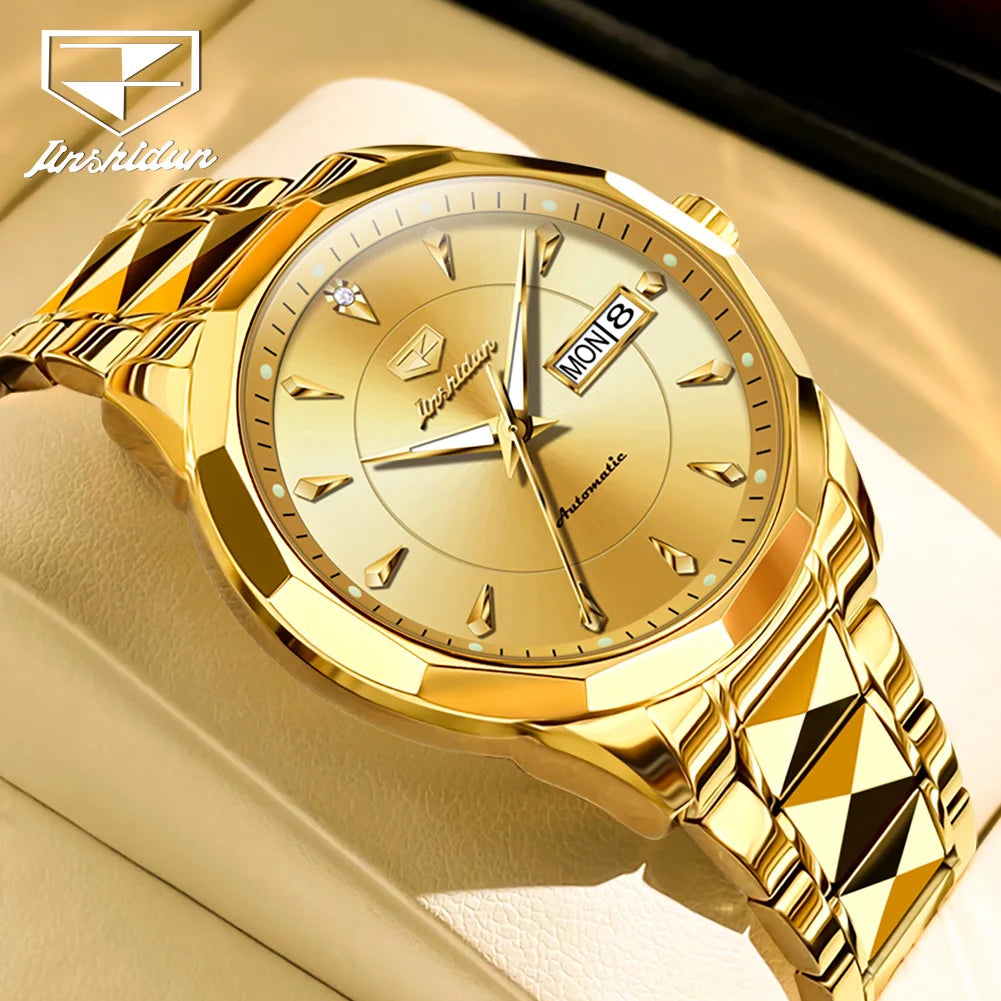 JSDUN Top Romantic Couple Watch Tungsten Steel Strip Imported Movement Imported Movement  Automatic Mechanical Watch for Lovers