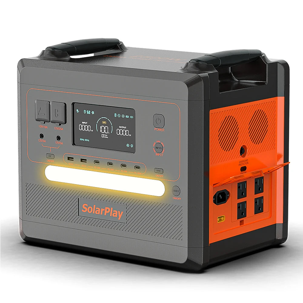 SOLARPLAY Portable Power Station 2500W/2300Wh Solar Generator with 4 AC Outlets (4800W Peak) Large Capacity Emergency Power