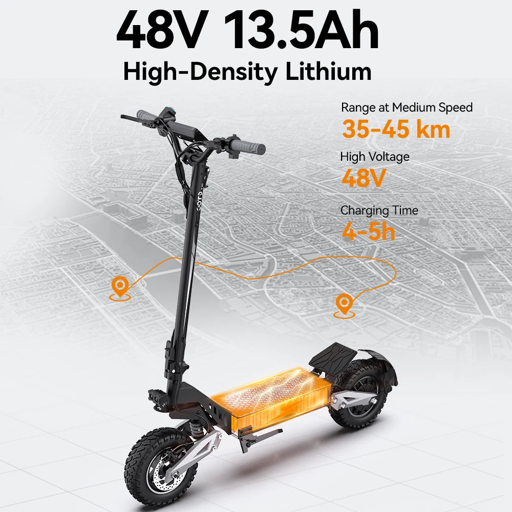 OOTD T10 Electric Scooter 900W Peak Power 48V 13Ah 31mph Adult Electric Scooter 21-28 miles 11 Inch Tires Collapsible E-Scooter