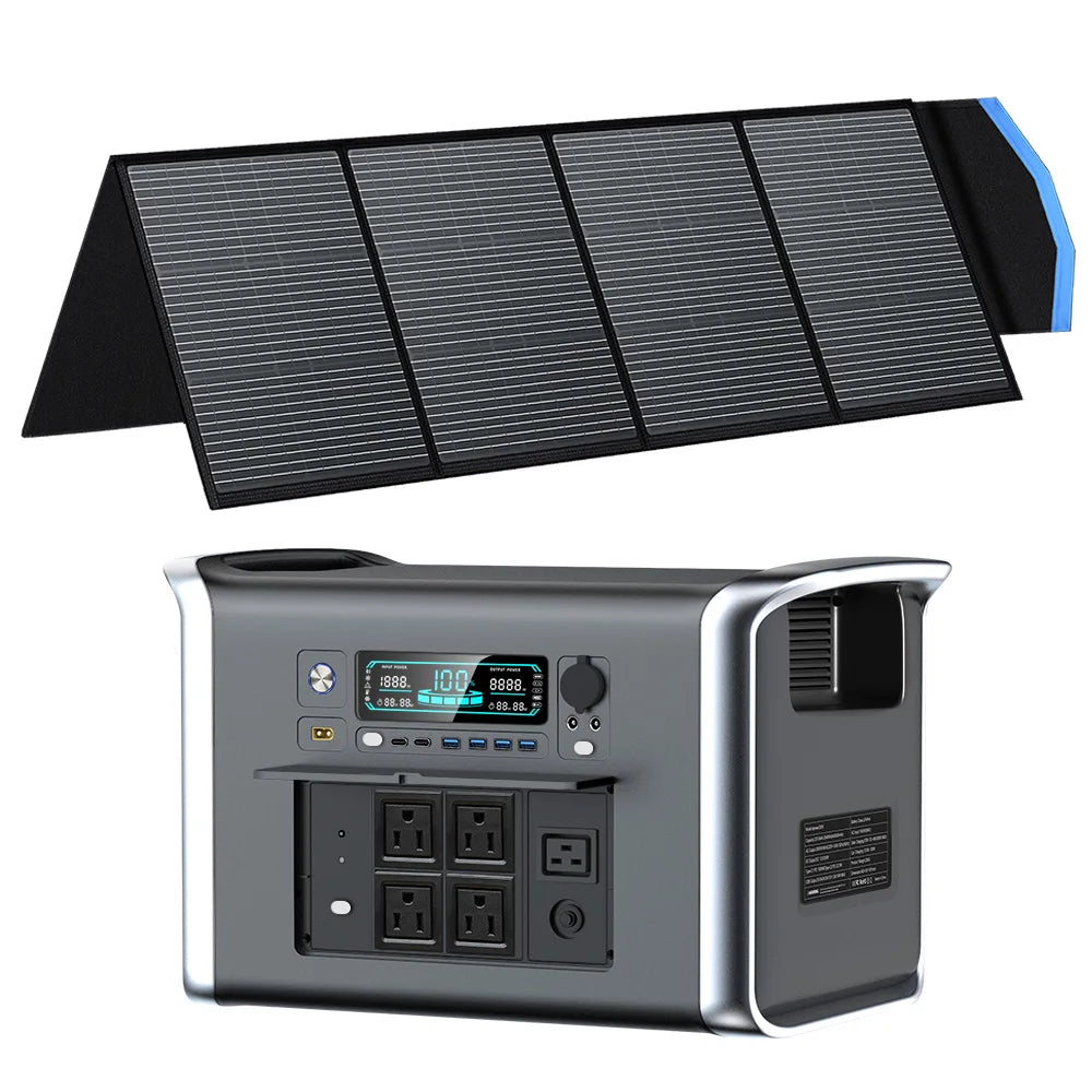 CTOLITY AP2000 2400W Portable Power Station LiFePO4 with 400W 41V Solar Panel Solar Generator Home Power Emergency,RV,Camping