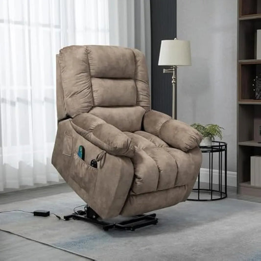 FANYE Electric Power Lift Recliner Chair for Elderly with Massage and Heat, Microfiber Upholstery Infinite Positions Adjustable