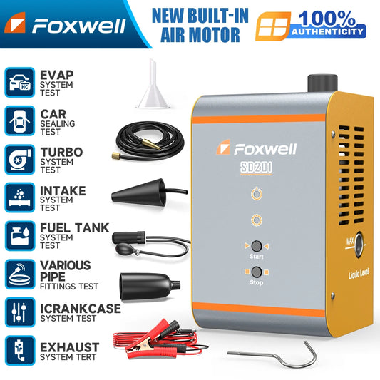 FOXWELL SD201 Car Smoke Generator 12V Automotive EVAP Smoke Machine Diagnostic Tester Vacuum Fuel Pipe Oil Leak Detector
