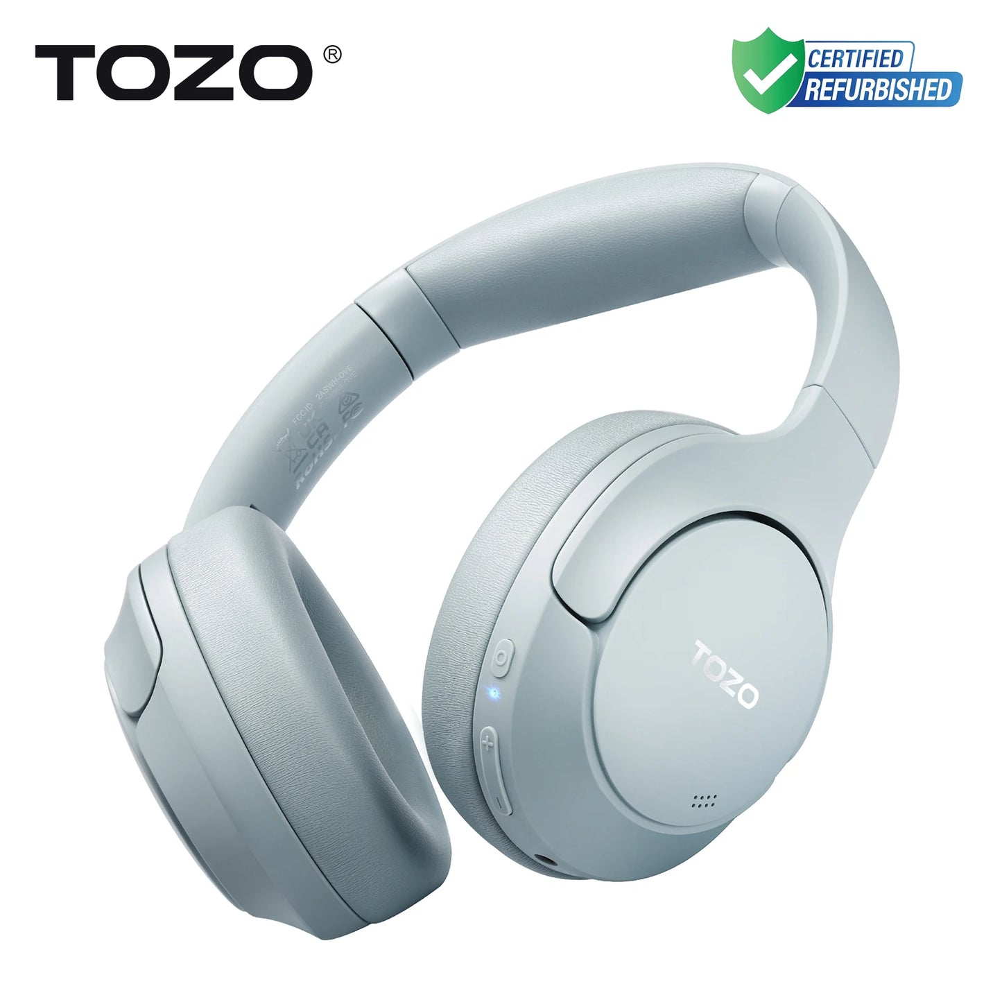 Refurbished TOZO Hi-Res Over Ear Headphones with Mic Hybrid Active Noise Cancelling 38dB Wireless&Wired Headsets 40mm Driver