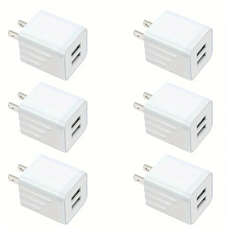 2.1A Dual Port USB Plug Power Adapter Charger Block Plug Cube For IPhone 15/14/13/12/Pro/Pro Max/Xs/XR/X/8, Galaxy S22 S21