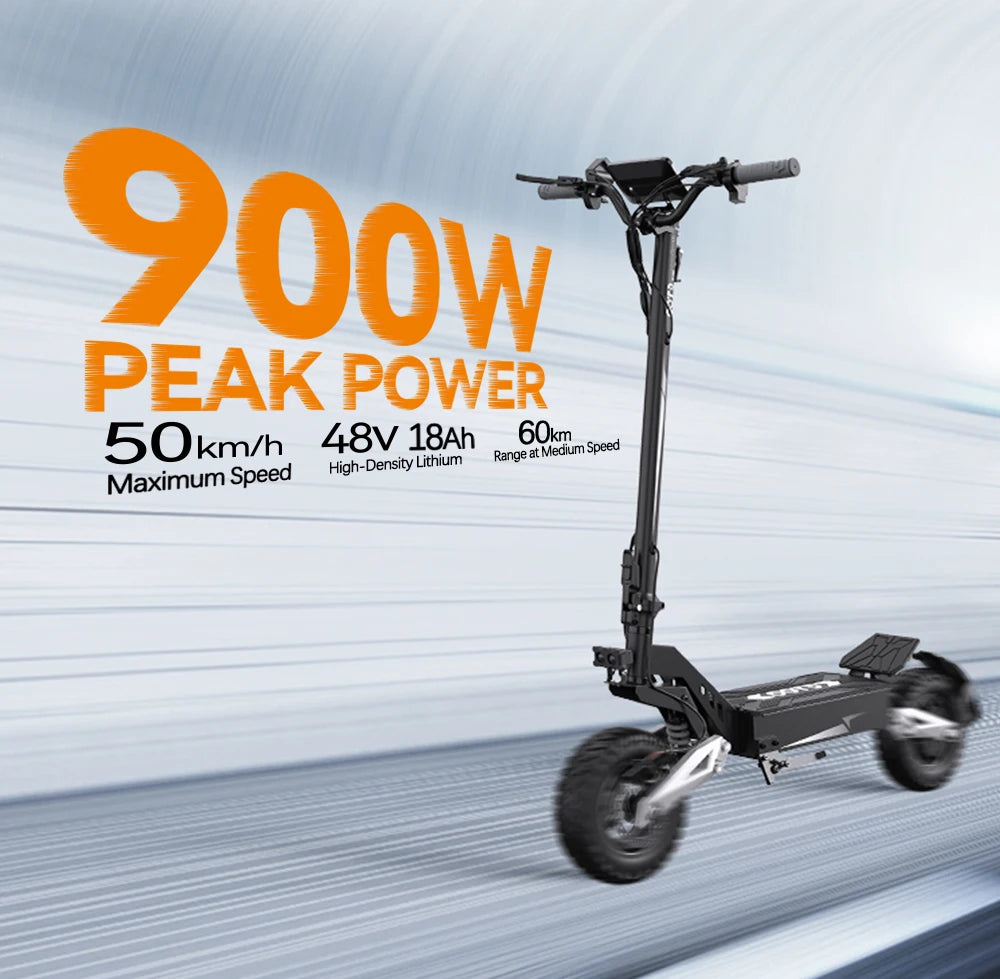 OOTD T10 900W Peak Motor E-Scooter 48V18Ah Battery Front and Rear Disc Brakes Electric Scooter 11-inch tires Scooters Electric