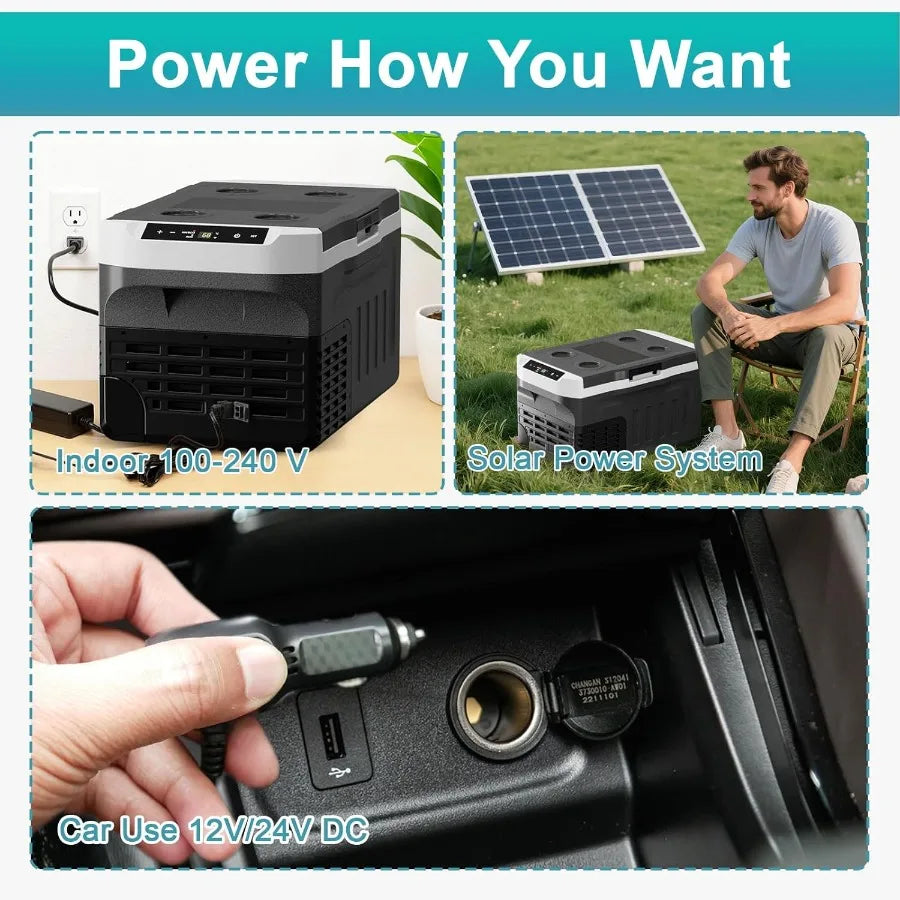 12 Volt Portable Refrigerator 32QT 30L Electric Cooler 12/24V DC 110-240V AC -468 Dual Mode Portable Freezer 12V Car Fridge wit