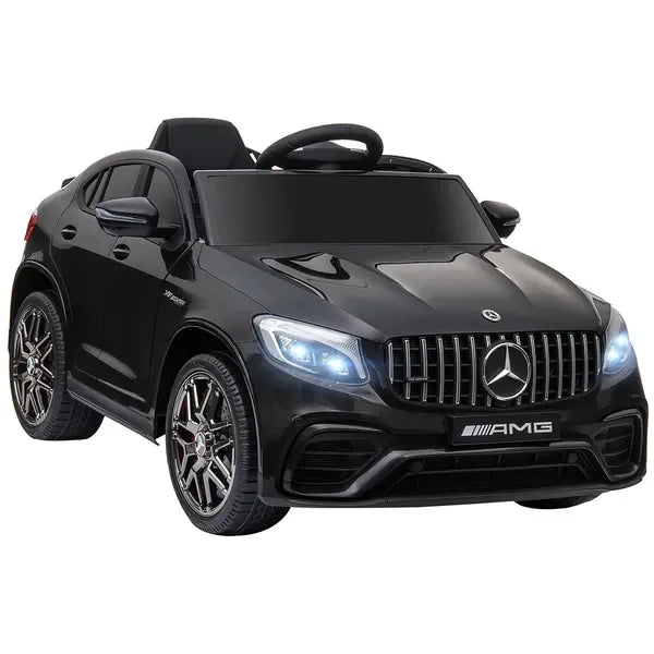 12V Remote Control Ride On Toy Car for Kids, Black Mercedes Benz AMG GLC63S Coupe with Music and Lights, 2 Speeds