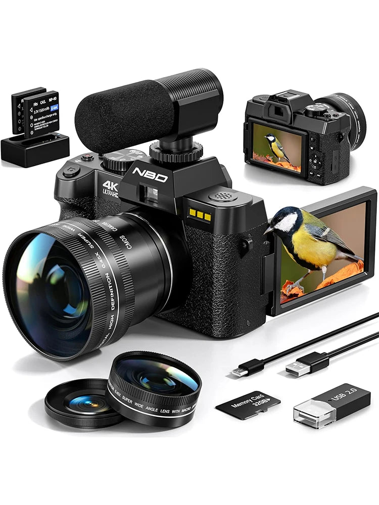 NBD Digital Camera 48MP 4K Video Camera 3.0 Inch Flip Screen Camcorder Vlogging Camera  and 16X Digital Zoom Photography Camera
