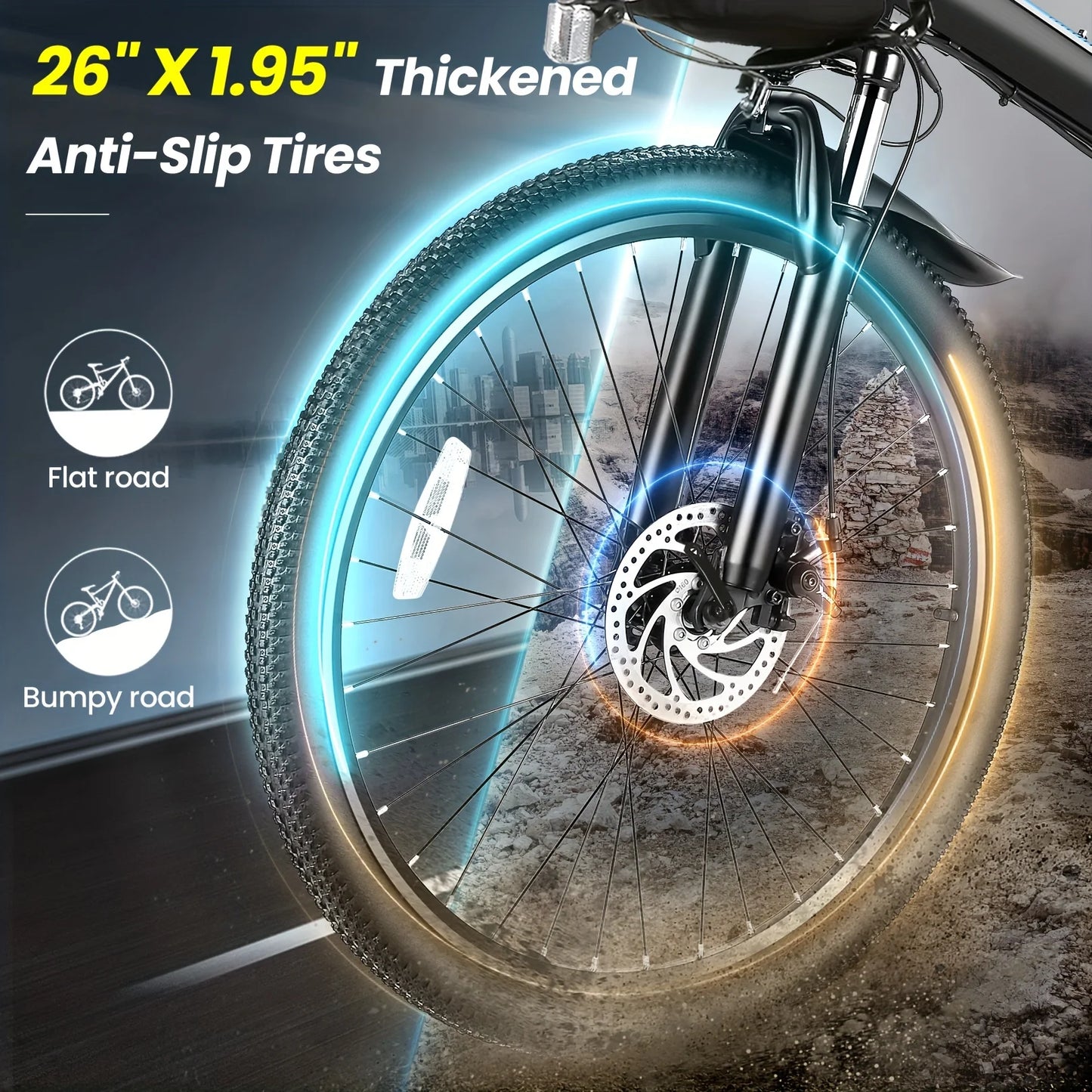 Vivi M026TGB 26" Folding Electric Bike for Adults, with 500W Motor,48V 20MPH Removable Battery, Up to 50Miles Range