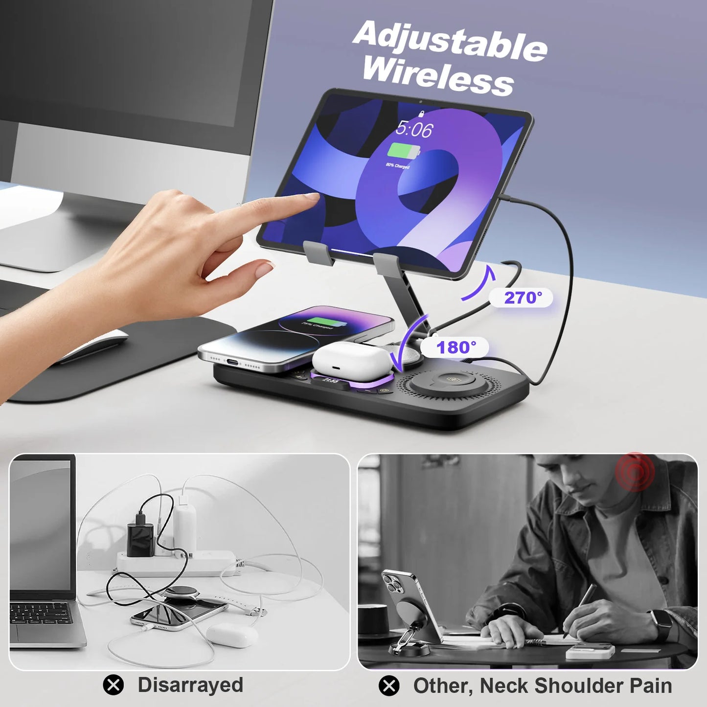 7 in 1 Wireless Chargers Station Magnetic 15W Fast Charg Foldable Multiple Devices for iPhone 17 16 15 14 13 Apple Watch Airpods