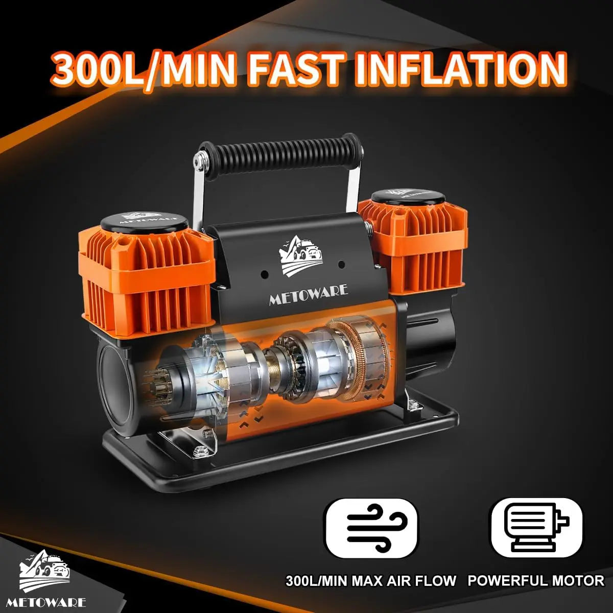 12V Offroad Air Compressor, 10.6 CFM Portable Tire Inflator, Dual Cylinder, 150PSI for SUV, RV, ATV, Truck