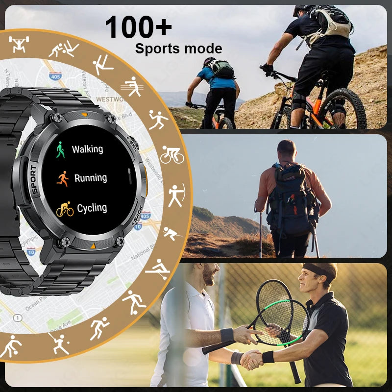 LIGE Smart Watch Men With Flashlight Sport Fitness Bracelet Blood Pressure Health Monitor Waterproof Smartwatch For Android ios