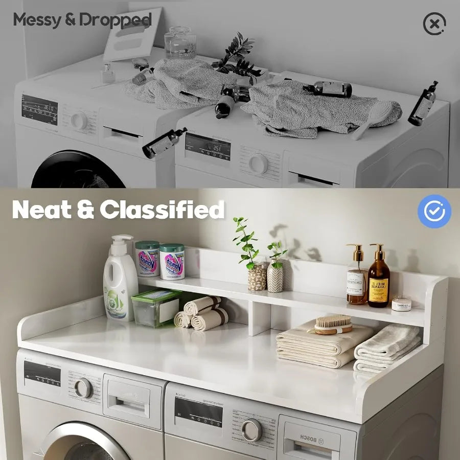 2Tier Washer and Dryer Countertop with 2.75 H Guard 54 W x 27.5 D Laundry Countertop Cover with NonSlip Pad Large Space Laundry