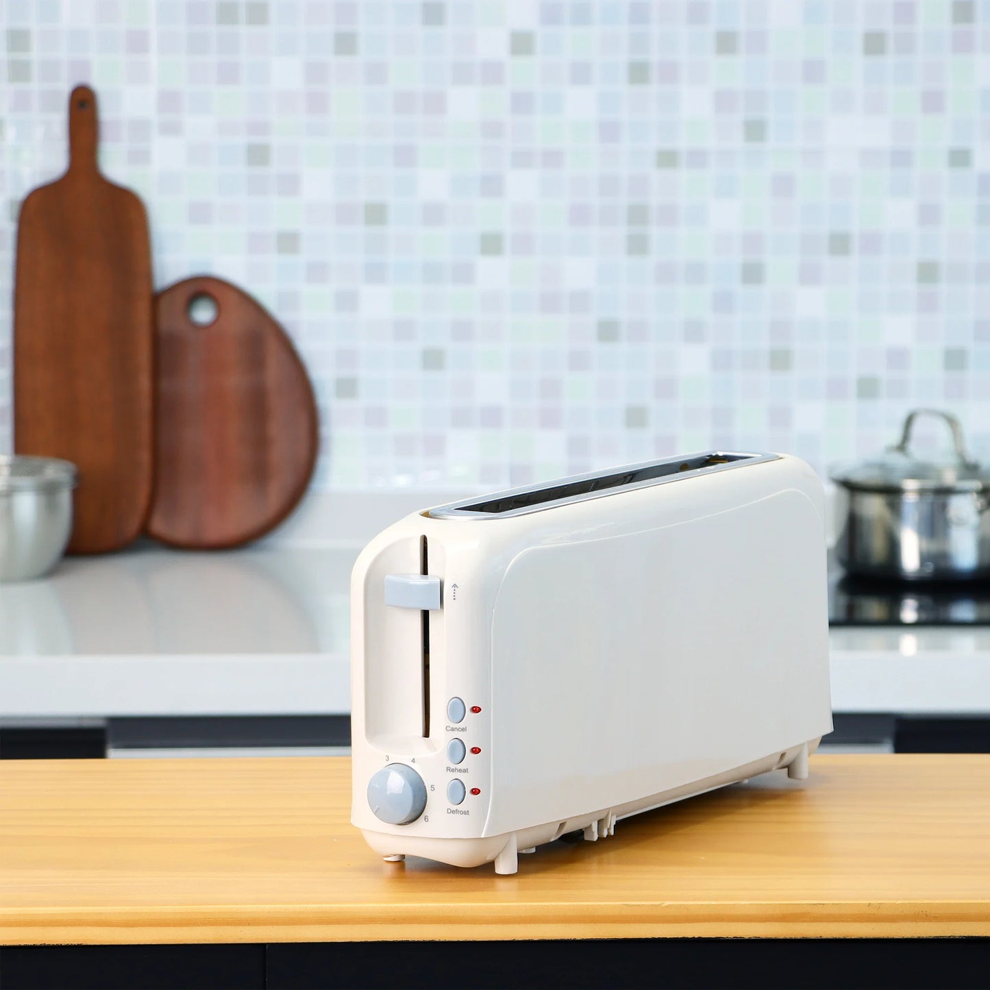 2-Slice Slim Toaster-10"Long Slot,6 Shade Settings,Cancel/Reheat/Defrost, Removable Crumb Tray,Auto Shut-Off
