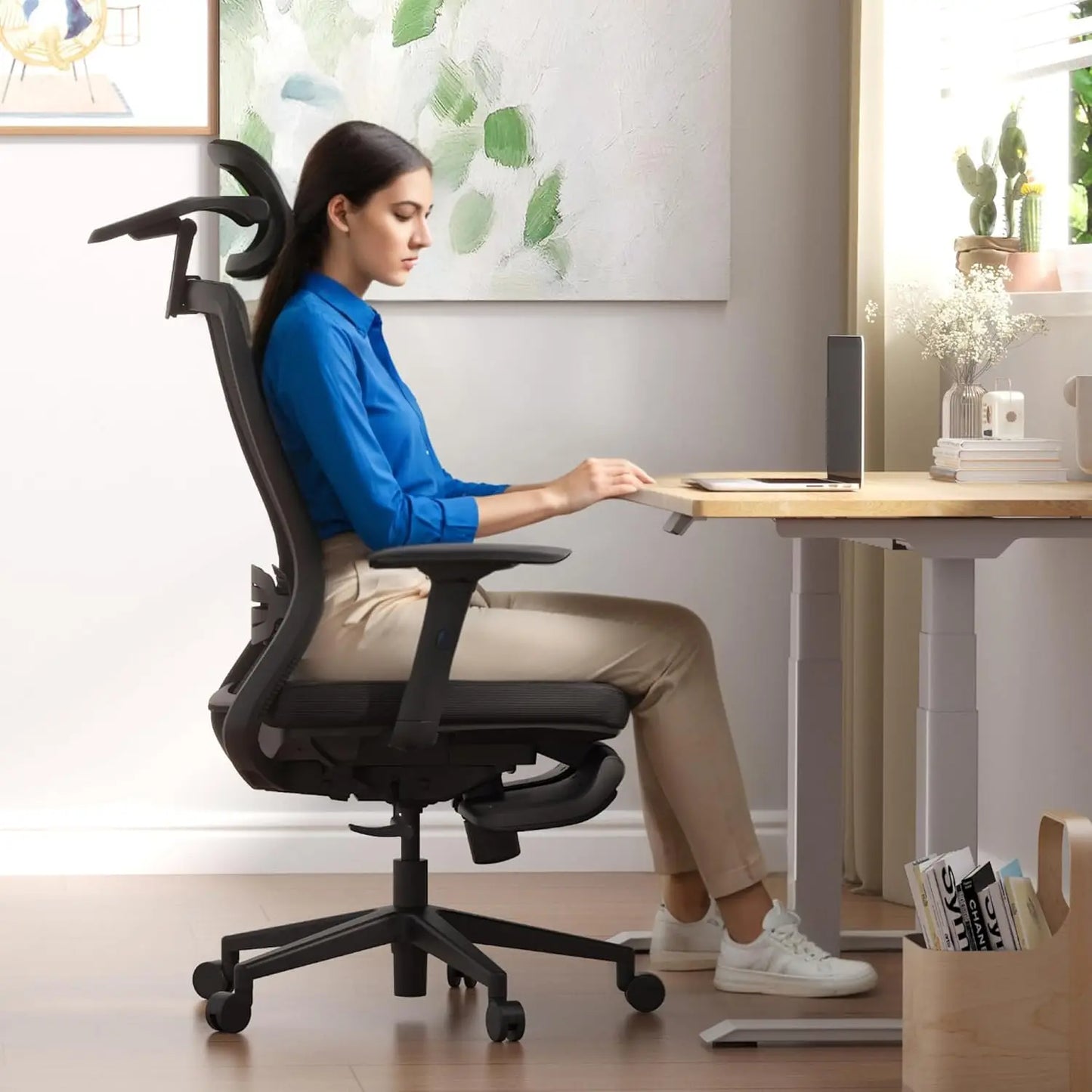 Cloud Ergonomic Office Chair with Footrest, Home Office Desk Chairs, with Adjustable Lumbar Support/3D Headrest/Reliable Base