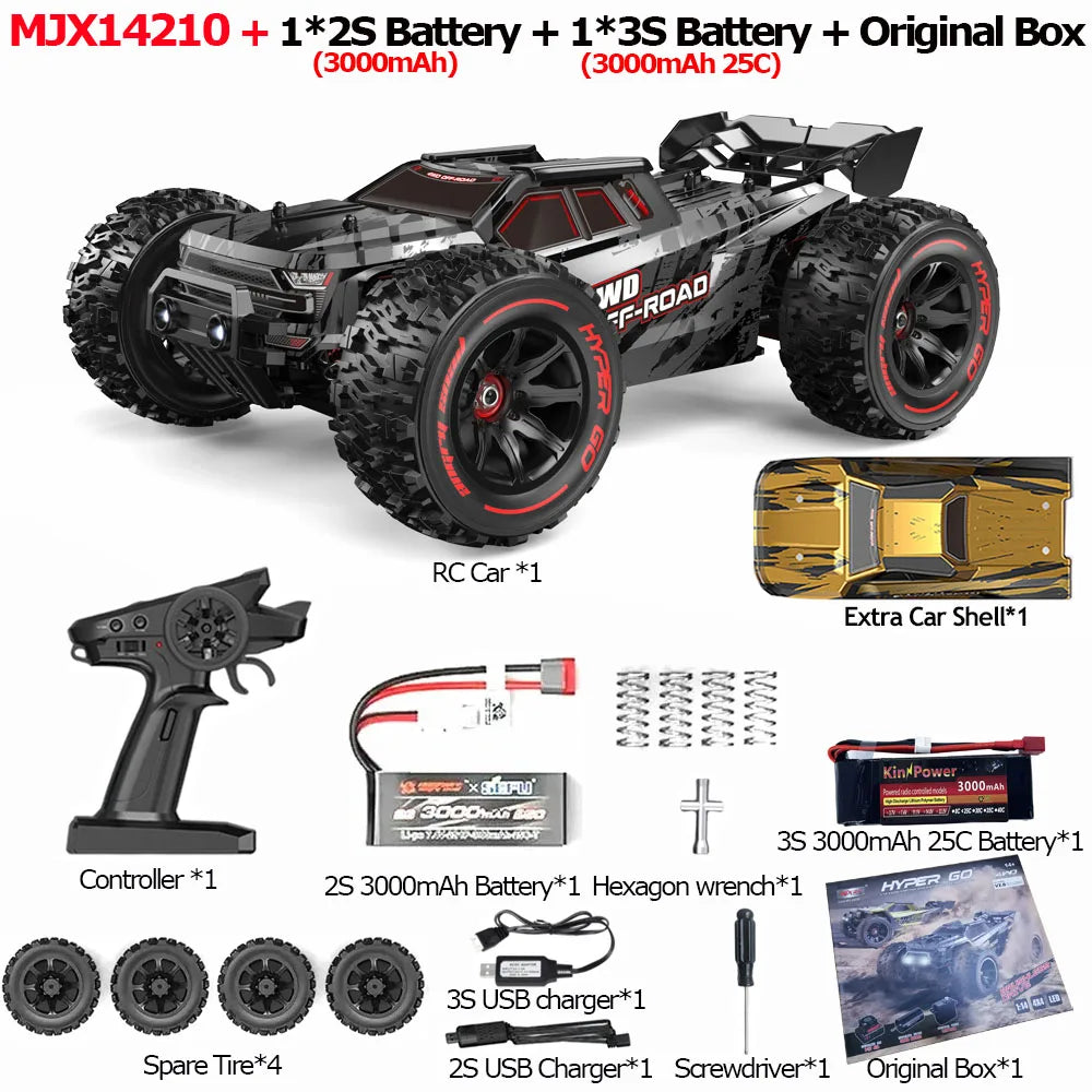MJX 14209 14210 V3.0 1/14 RC Car 75km/h Brushless Hyper Go 2.4G Remote Control 4WD Off-road Racing RC Truck Electric Hobby Toy