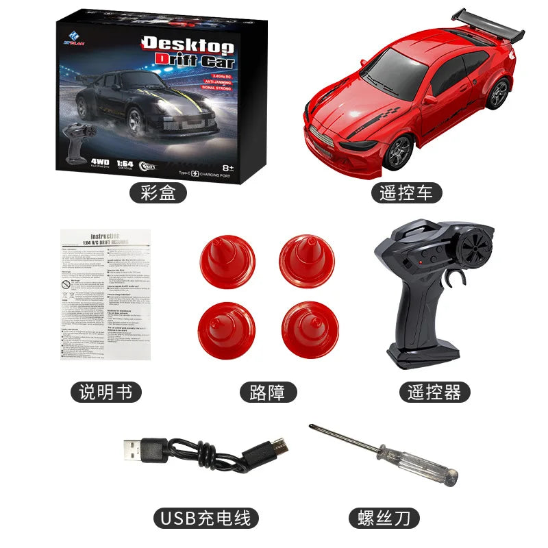 New 4WD 2.4GHZ RC Simulation Mini Drift Car Palm Racing Model Desktop Toys 1/64 Scale Remote Control Car Gift For Children Boys