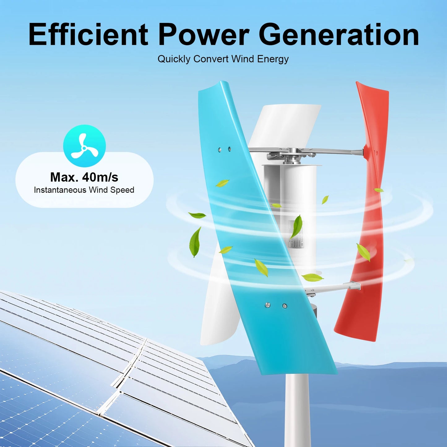 12V/24V Vertical Axis Wind Turbine 400W Portable Wind Generator with Controller Free Energy Low Noise Wind Turbine Generator Kit