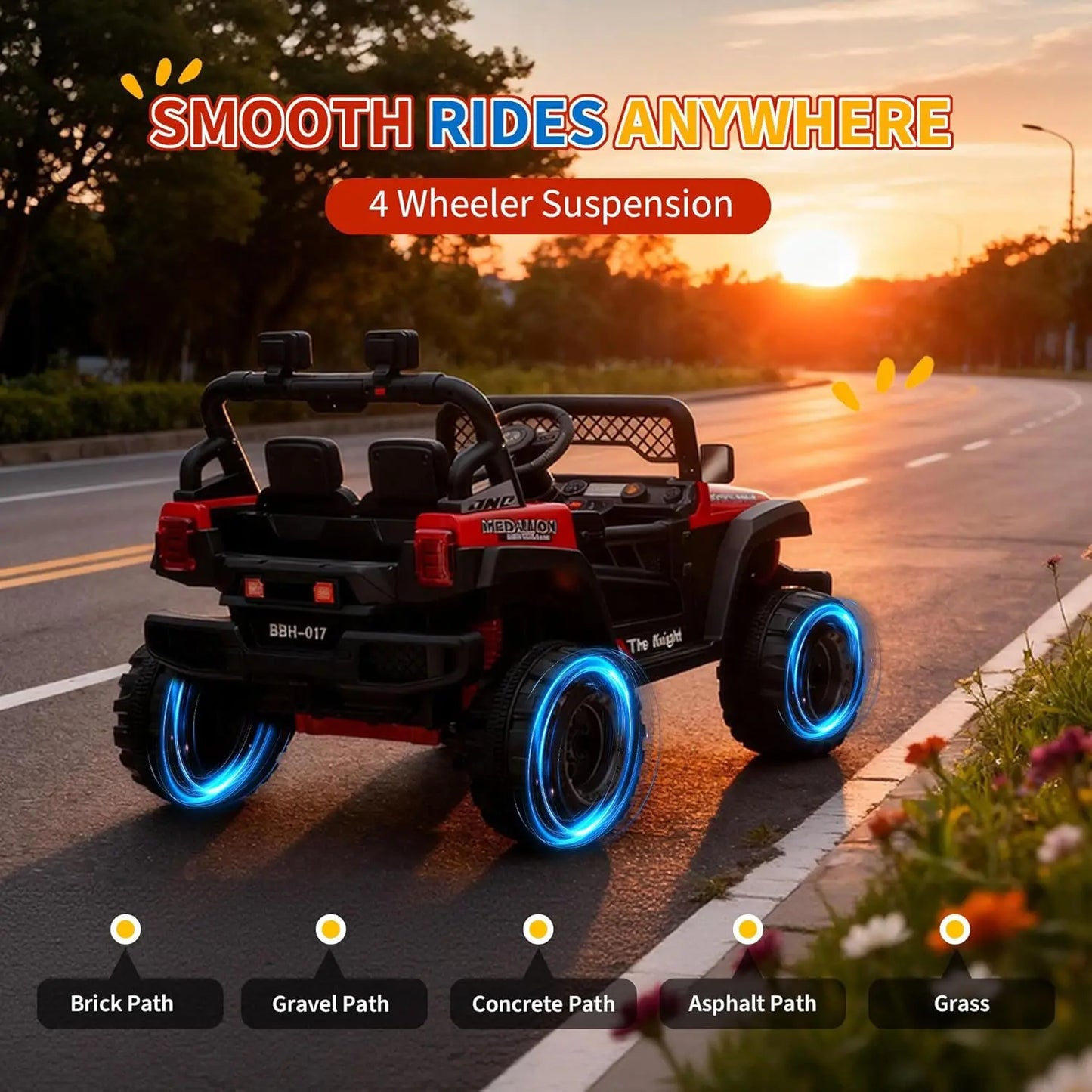 12V Kids Electric Ride-on Truck Parent Remote Control Kids' Car 3 Speeds (Max 6MPH) with LED Lights Music for Ages 2-8