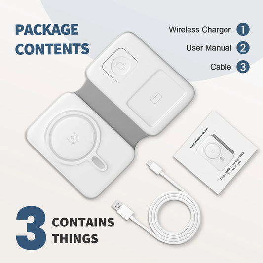 Magnetic Wireless Charger Pad 3 in 1 15W Portable Fast Charging Phone Holder for iPhone 17 1615 14 Pro Max Apple Watch AirPods