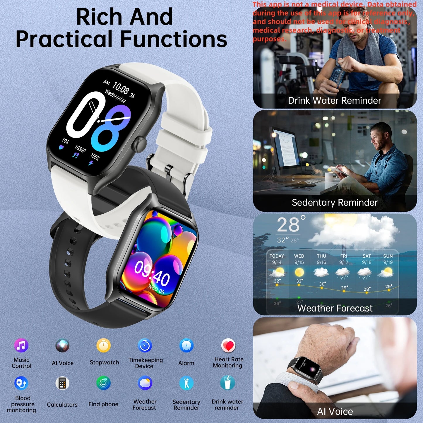 New Upgraded Smart Watch For Men And Women - Wireless Calling, Multi-Sport Mode, Call/Message Reminders, APP Notifications