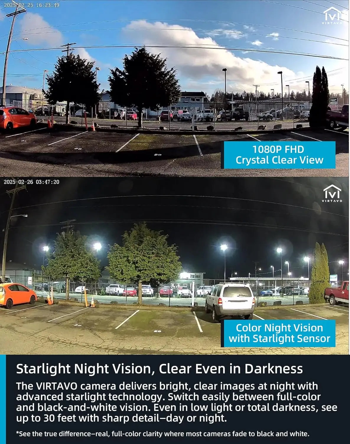 Cam XM1, Solar Security Cameras Wireless Outdoor, Dual 2MP Resolution, Color Night Vision, PIR Motion Detection, Battery-Powered