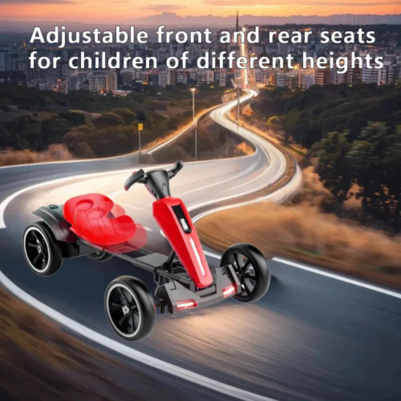 Kids 12V Electric Pedal Folder Go Kart Outdoor Ride On Toy Adjustable Seat Non Slip EVA Wheels Boys Girls Aged