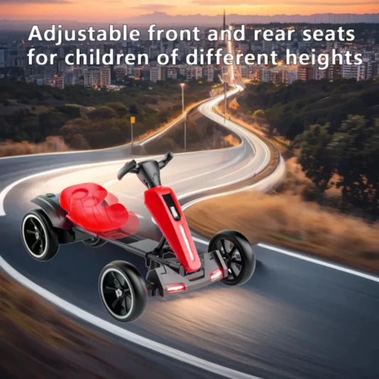 Kids 12V Electric Pedal Folder Go Kart Outdoor Ride On Toy Adjustable Seat Non Slip EVA Wheels Boys Girls Aged