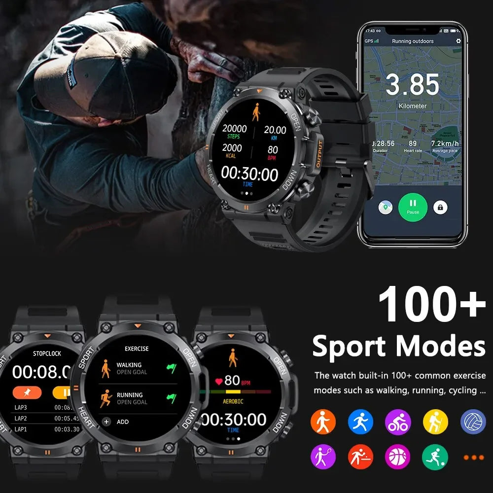 SENBONO Men's Smart Watch  Big Screen Bluetooth Call 400mAh Military Outdoor Sports Fitness Tracker Smartwatch Men Women K56
