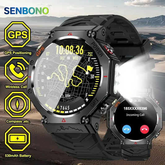 SENBONO GPS Smart Watch Men Built-in GPS Bluetooth Call AI GPT Fitness Tracker Waterproof Military Sports Smartwatch for Men