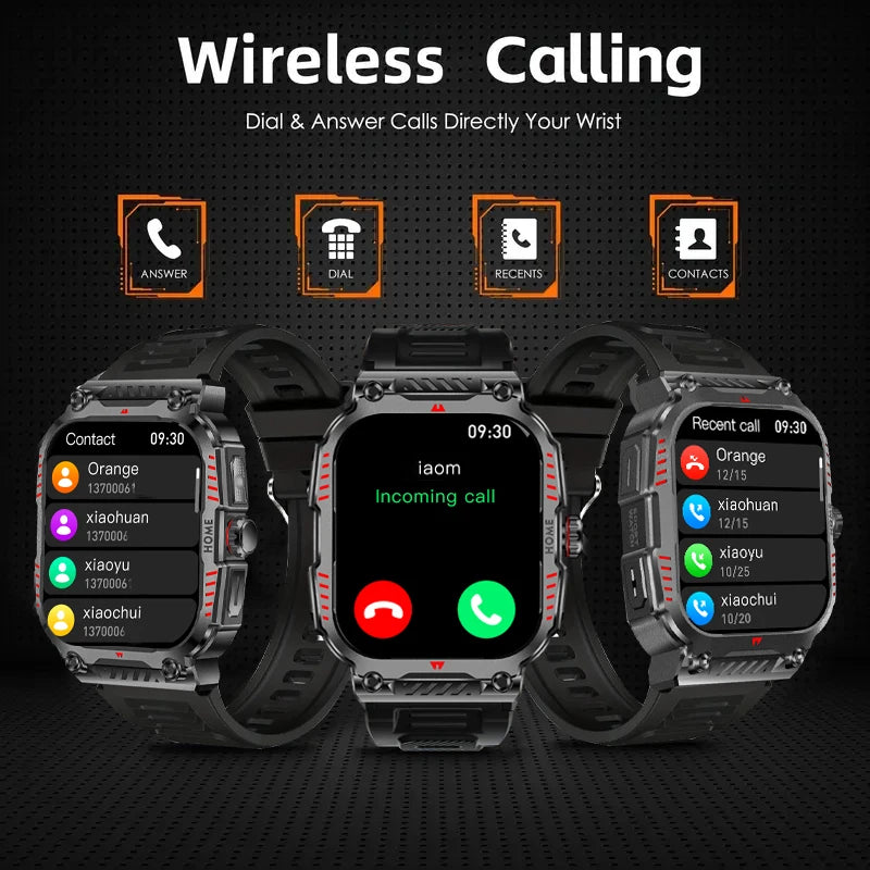 W&O X7 Plus Sports Smart Watch Man Woman LED Flashlight Smartwatch Wireless Call Watches Message Notification Long Battery Time