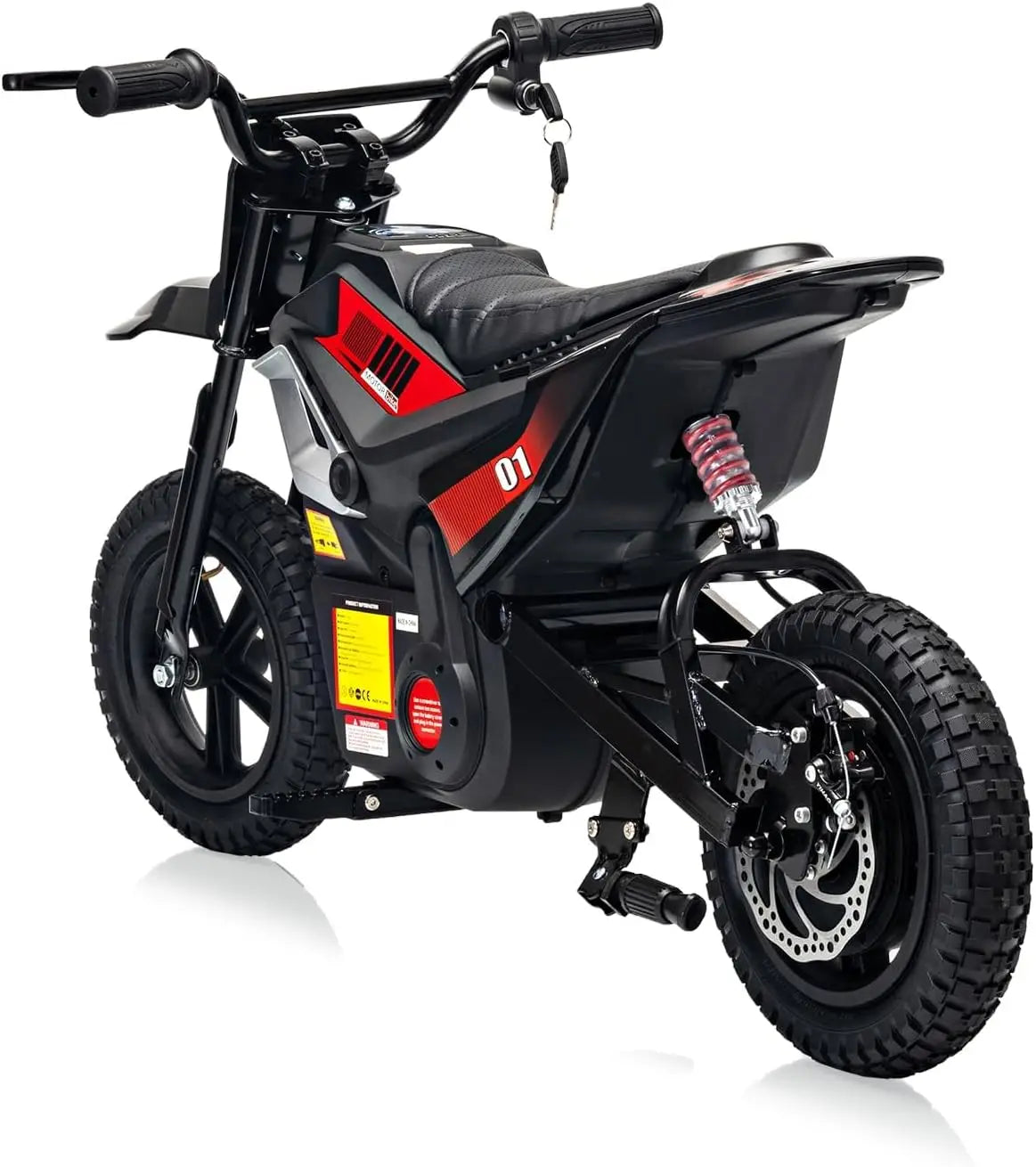 24V Electric Dirt Bike, 350W Kids Electric Motorcycle, Up to 14MPH & Max 130lb with Key Start, Throttle Grip, Manual Rear Brake