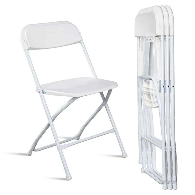 4/6/10pcs White Folding Chairs Premium Plastic Thickened Steel Pipes Stackable Home Dining Seats Portable Commercial Chair