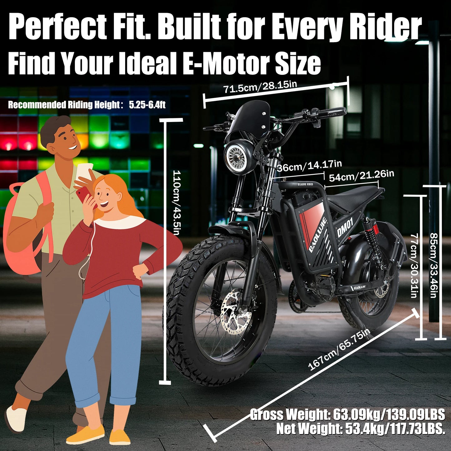 BAOLUJIE DM01 Electric Bike 2000W Motor Electric Dirt Bike 60V Electric Bicycle for Adults 20" Fat Tire UL2849【1 Year Warranty】