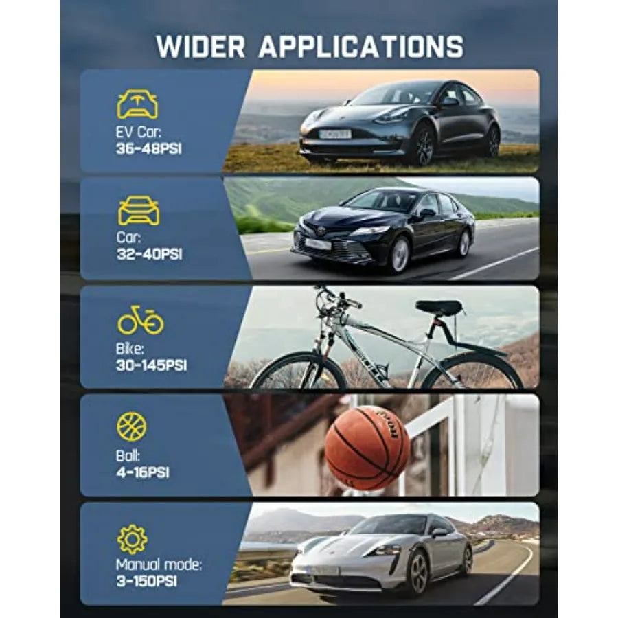 X8 APEX EV Tire Inflator 65W Dual Port Fast Charging Car Adapter Portable Air Compressor with LED Display for Cars SUVs and Tru