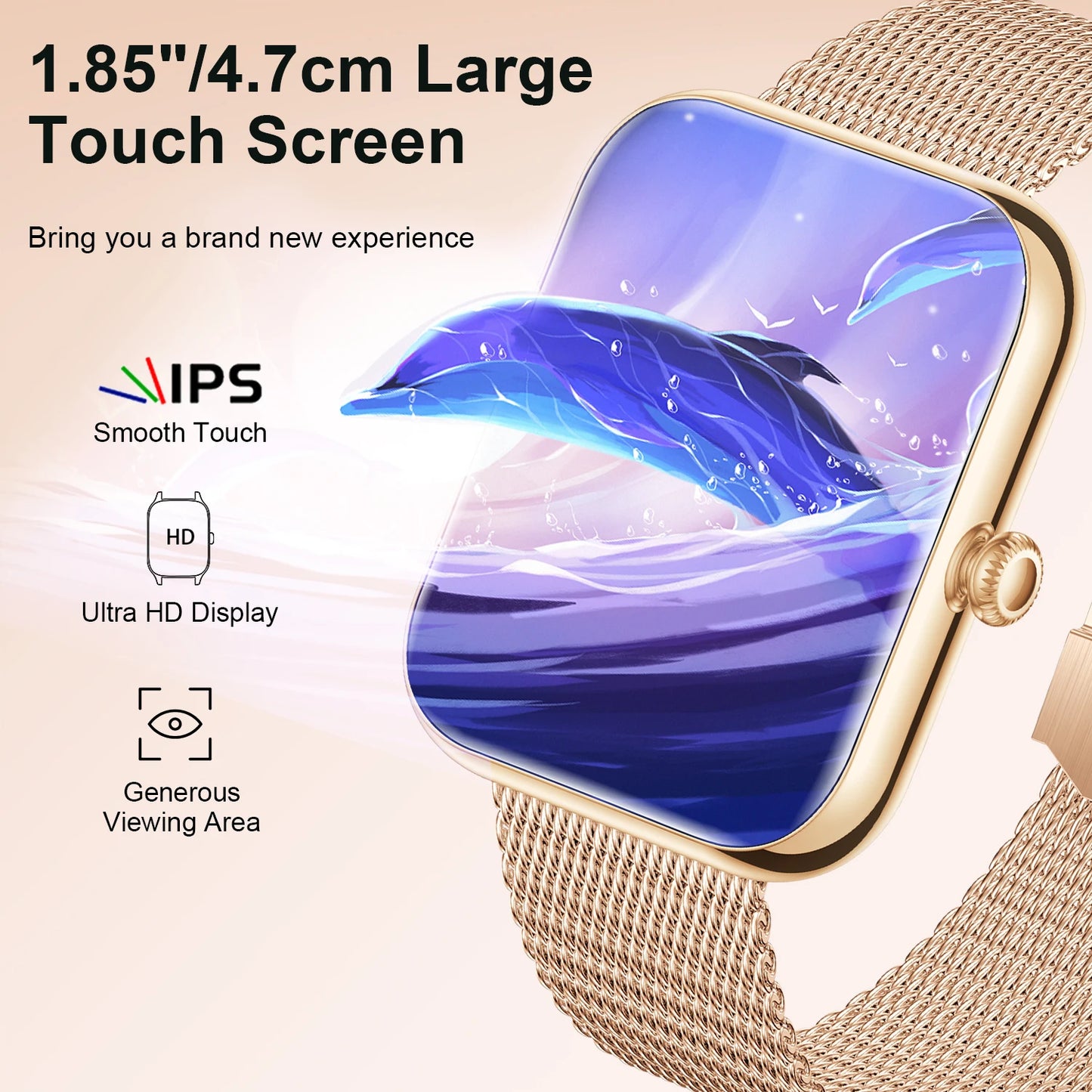 1.85"Smart Watch for Women/Men (Answer/Make Calls)Fitness Tracker Watch for iPhone/Android Phones, Pedometer, QR Code Payment/Sp