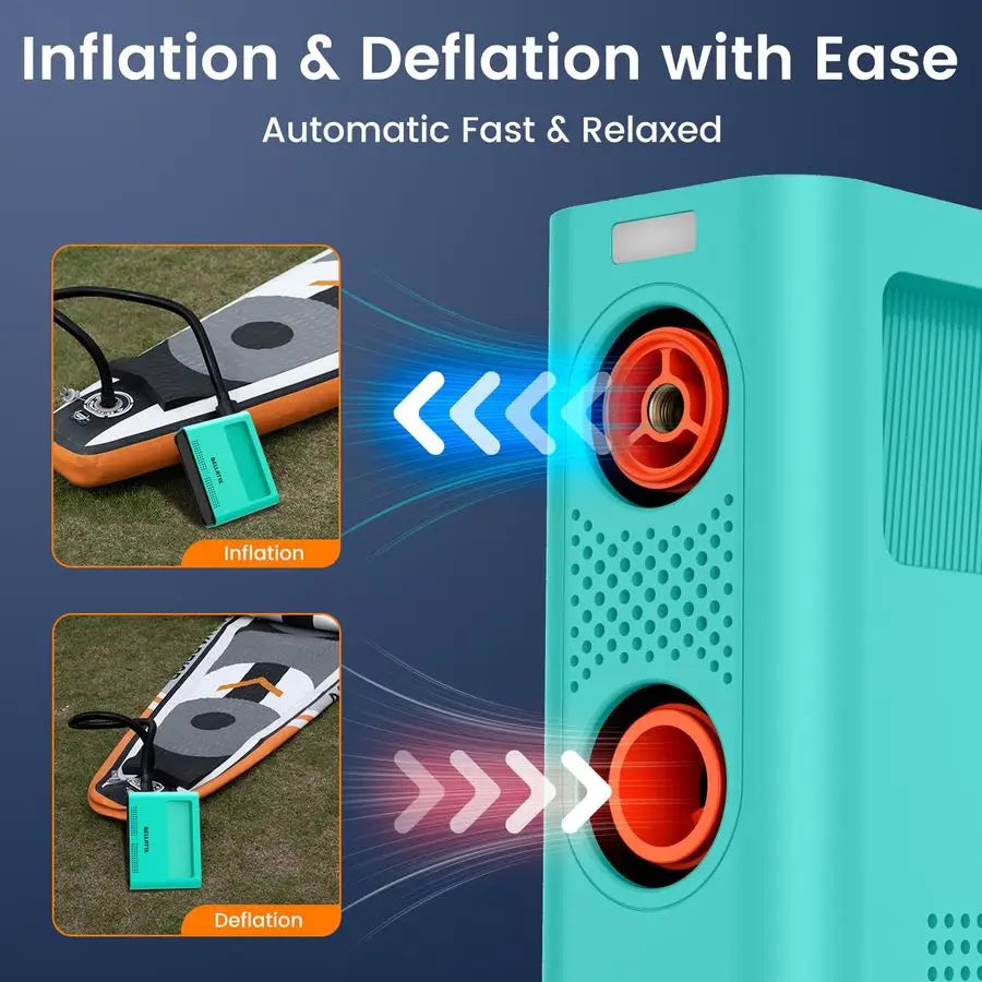 Paddle Board Pump 150PSI 4X Faster SUP Pump, Auto Air Compressor for SUP, Car Tires, Bike, Ball, Kayak, Tent, Float Portable amp