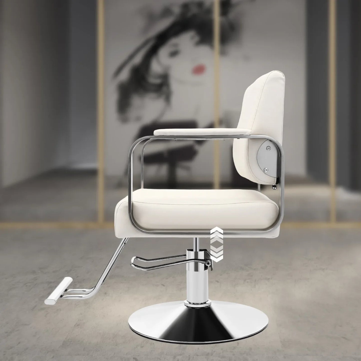 Professional Salon Chair Adjustable Height 360 Swivel Ergonomic PU Cushion 440lbs Capacity for Hair Beauty Salon Barbershop