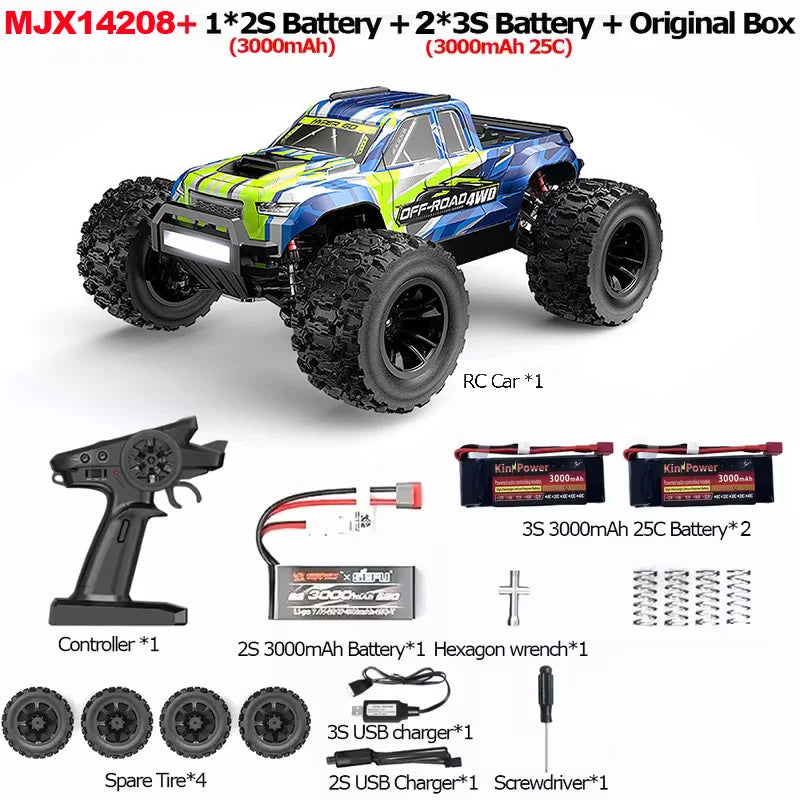 Hyper Go MJX 14208 1/14 RC Car 2.4G Remote Control 4WD Brushless Drift Vehicle High-Speed Off-Road Monster Truck Toy as Gift