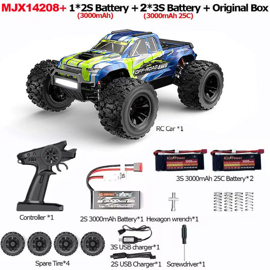 Hyper Go MJX 14208 1/14 RC Car 2.4G Remote Control 4WD Brushless Drift Vehicle High-Speed Off-Road Monster Truck Toy as Gift