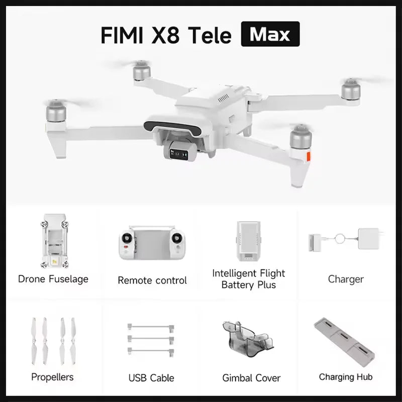 FIMI X8 Tele Max 4K Professional Drone 3-Axis Gimbal with Wide-Angle 30x Hybrid Zoom AI Super Night Mode RC Quadcopter 2025